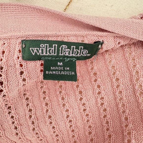 Wild Fable Pink Ribbed Knit Long Sleeve Button Up Cardigan Sweater - Picture 7 of 8